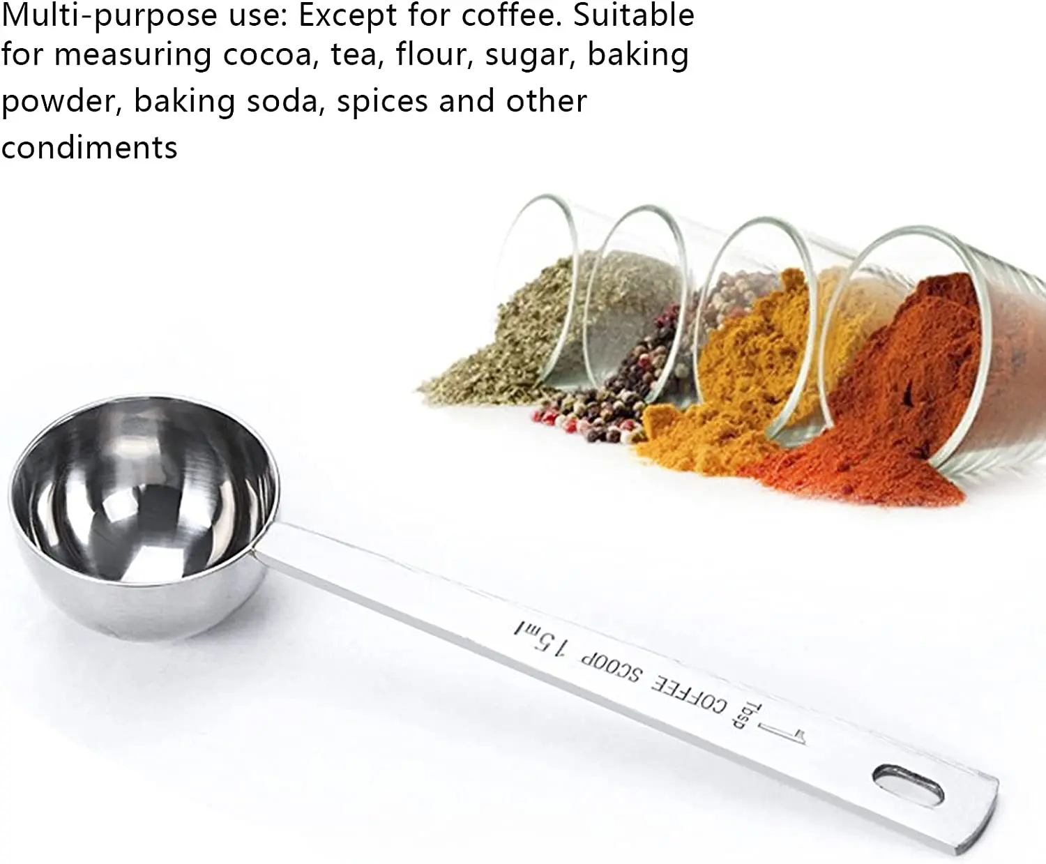Stainless Steel Measuring Spoon with Scale, Powder Pressing Coffee Spoon, Household Seasoning Spoon, Durable Measuring