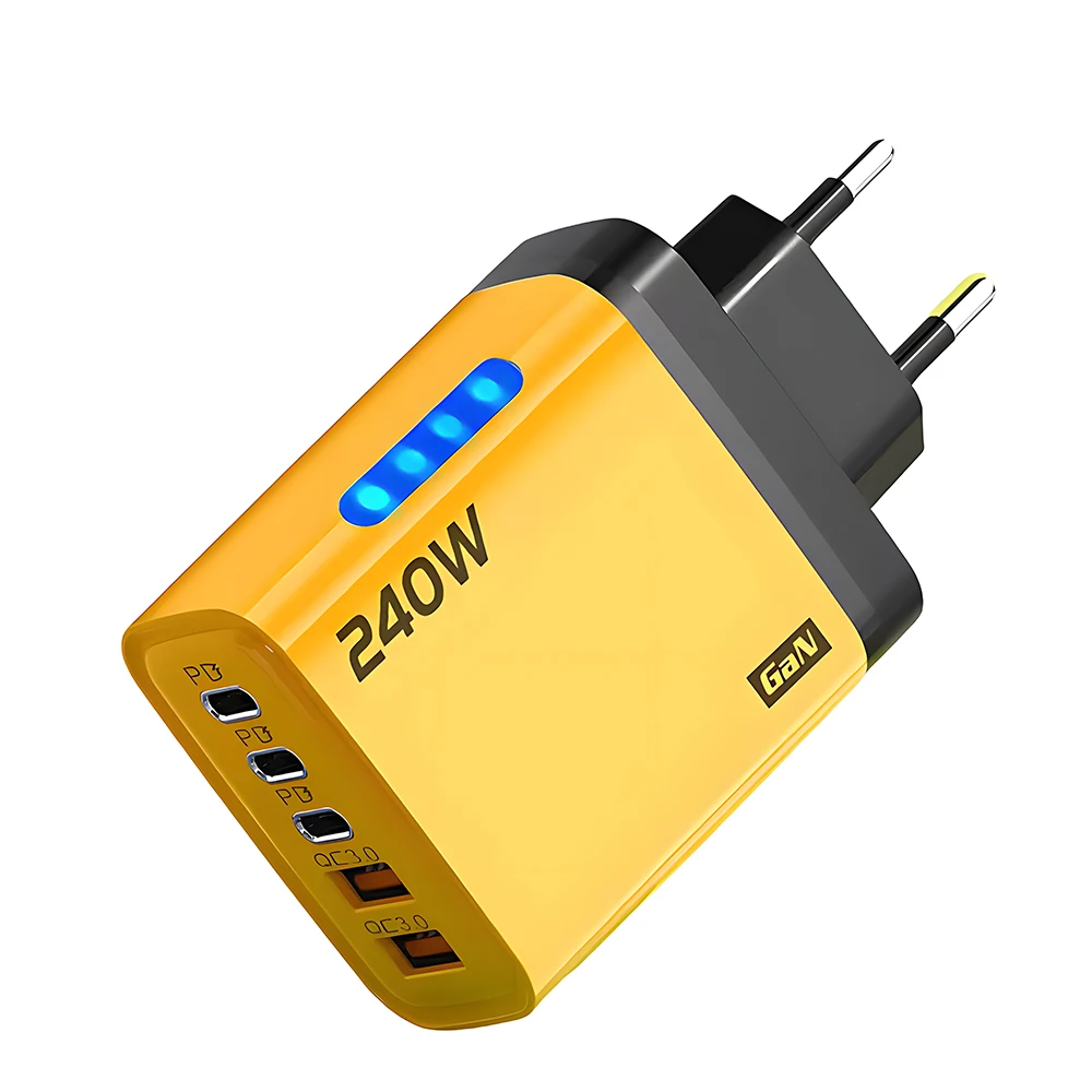 5 Port USB C PD Charger Fast Charging Adapter Multi Device Quick Charge 3.0 Wall Plug for Phone Tablet Travel