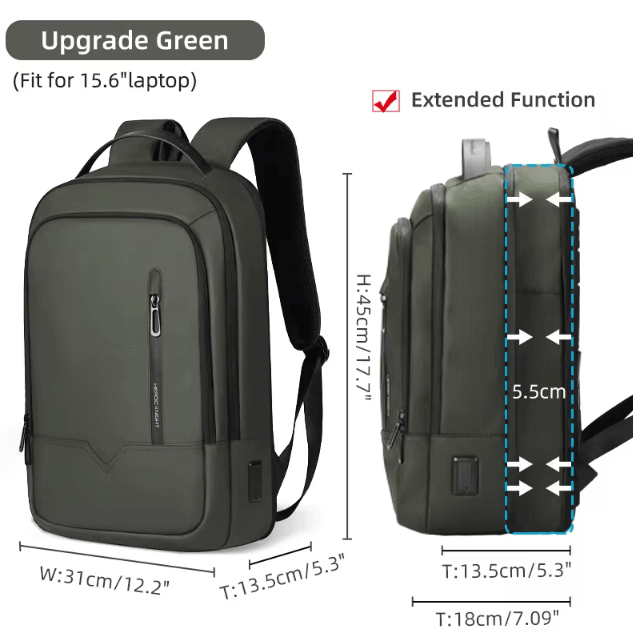 Heroic Knight Slim 15.6-Inch Laptop Backpack – Waterproof Business & School Bag with USB Charging
