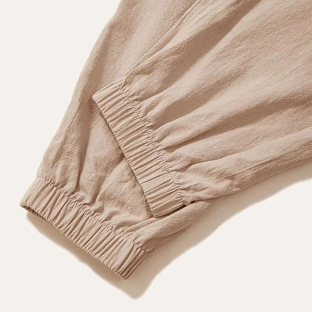 Mens Harem Pants Cotton-Linen, Drop Crotch Loose Fit Streetwear Joggers