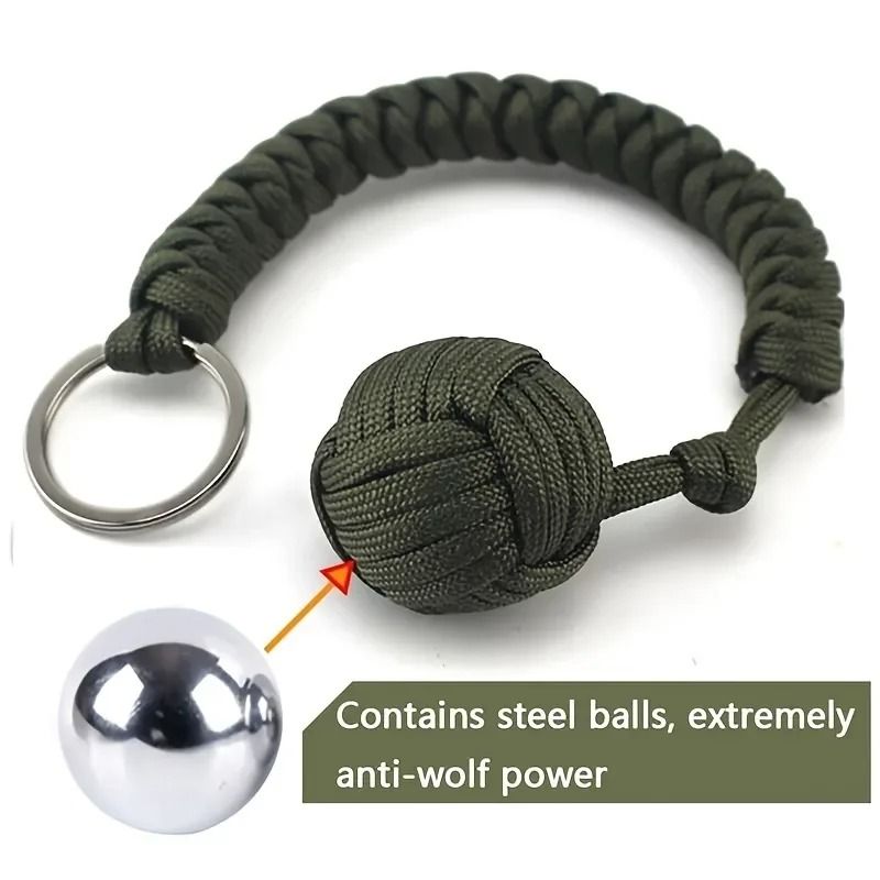 Monkey Fist Steel Ball Keychain | Paracord Self-Defense Survival Tool