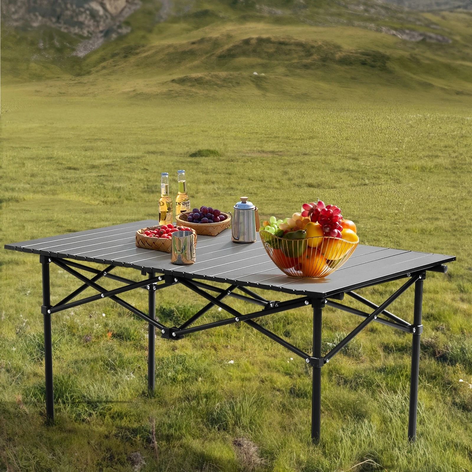 Folding Portable Camping Table – Compact Carbon Steel Outdoor Picnic Table