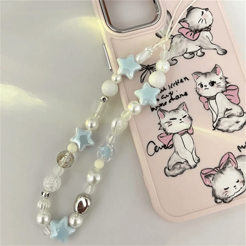 Korean Star Pearl Phone Charm Strap Beaded Phone Lanyard