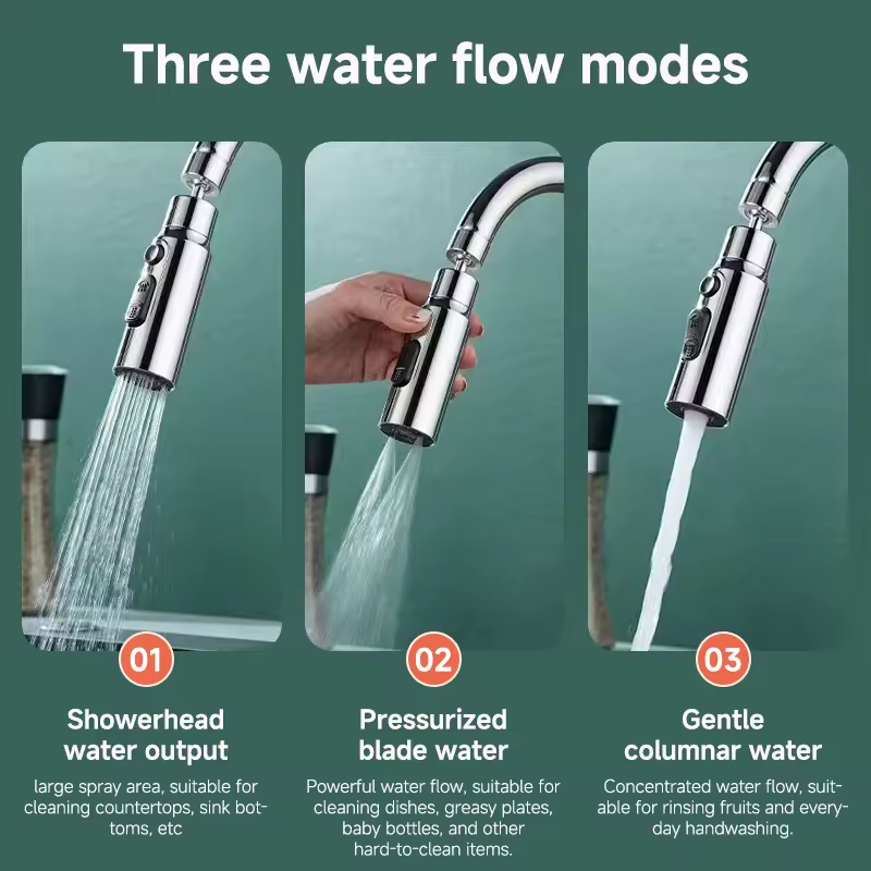 Faucet Modes Splash Proof Head Spout Filter Metal Extender Kitchen Aerator Universal Connector