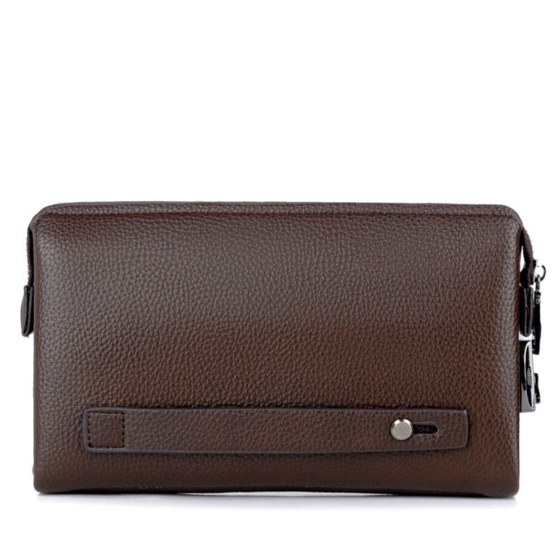 Mens High End PU Leather Long Wallet Large Capacity Anti Theft Clutch Wrist Bag with Multi Card Slots