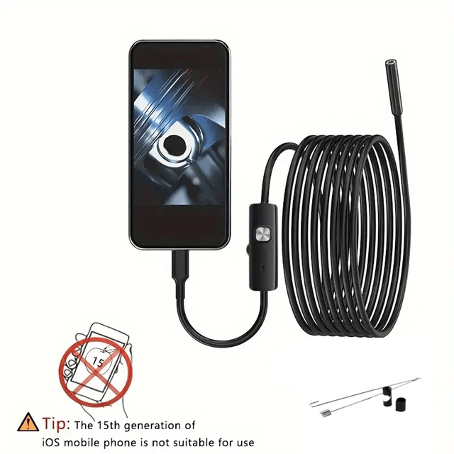 Waterproof Endoscope Camera for iPhone with 8 LED Borescope for Car and Home Inspection