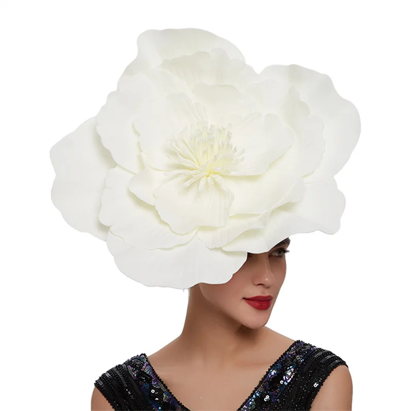 Elegant Women Large Flower Hair Band, Bow Fascinator Hat Bridal Headdress Prom Party Photo Shoot Photography Accessories