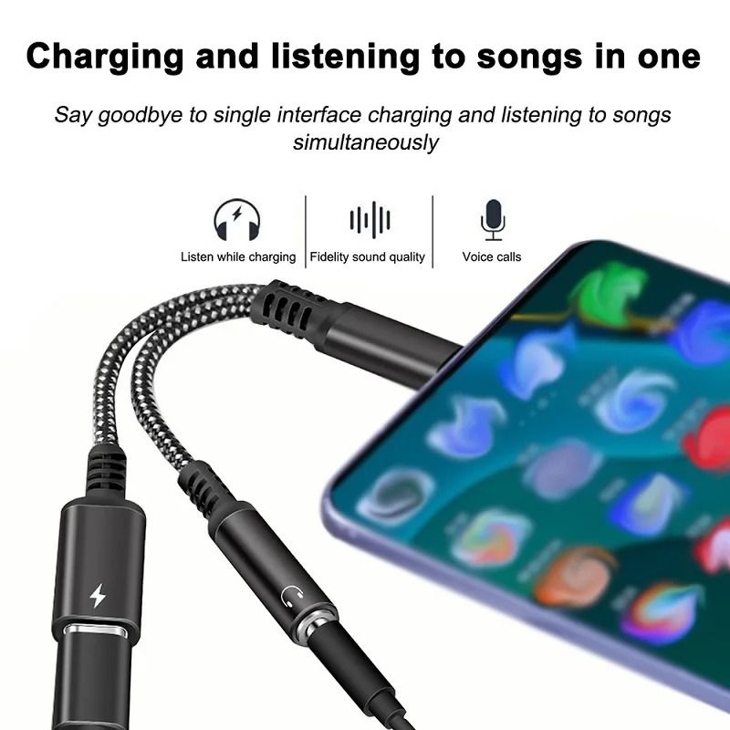 USB C to 3.5mm Adapter with Charging PD 60W Audio Splitter Cable