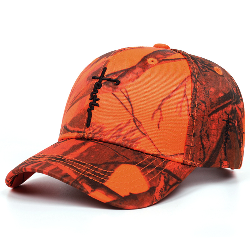 Jungle Tree Orange Camouflage Cotton Dad Snapback Hat, Spring Outdoor Sunhat, Outdoor Fishing Baseball Cap Hunting Hat