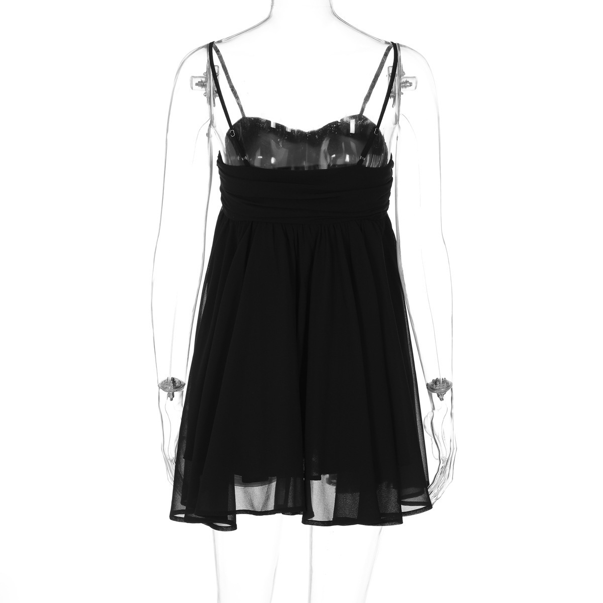 Chiffon Strapless Backless Sexy A-line Dress Women, Spaghetti Strap Party Bodycon Mini Summer Dress