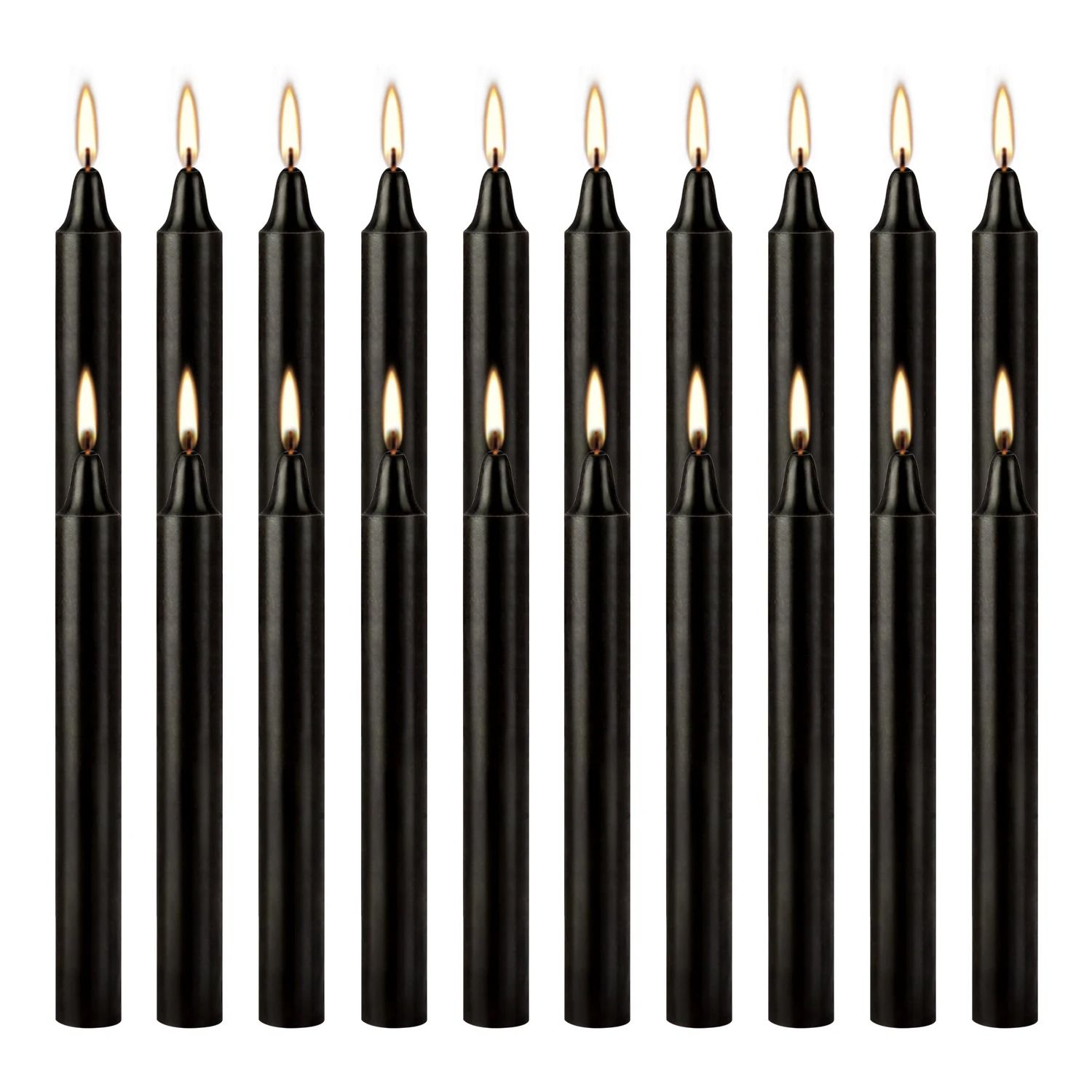 Classic Black Dinner Candles Set Drip Free Unscented Table Candles Pack of 20