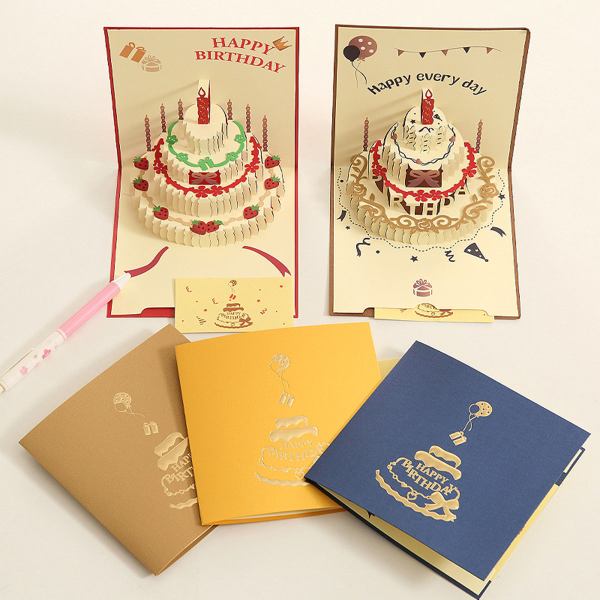 Birthday Greeting Cards with 3D Pop Up Gift Card and Envelope Wedding Table Decorations