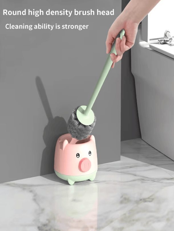 Cute Piglet Toilet Brush Set – Wall-Hanging No-Dead-Corner Cleaning Magic