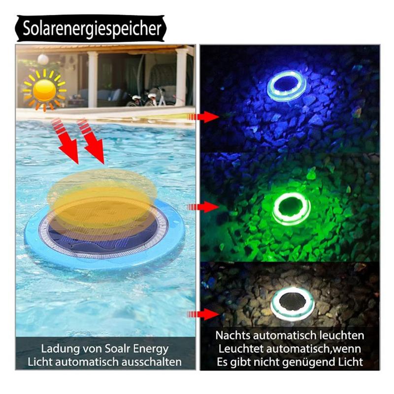Solar Floating Pool Light Upgraded Waterproof Swimming Pool Lamp with Blue LED Outdoor Decorative Garden Pool Light