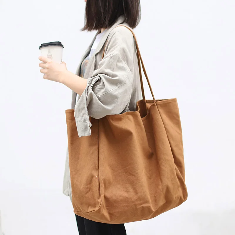 Large Capacity Canvas Tote Bag Reusable Shoulder Bag for Women Everyday Shopping