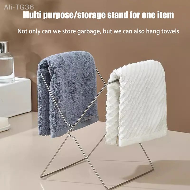 Foldable Kitchen Garbage Bag Holder Countertop Trash Rack