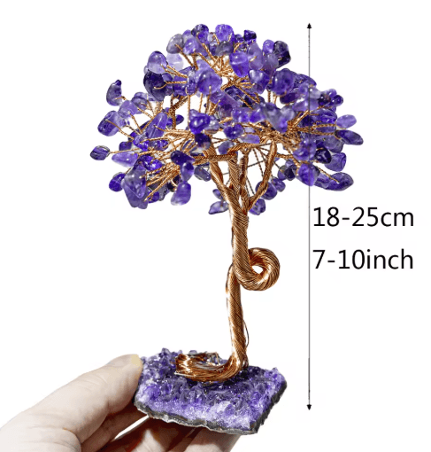 Amethyst Crystal Tree Decor Handmade Healing Stone Bonsai for Home & Desk
