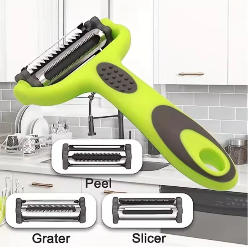 3-in-1 Multifunction Vegetable Peeler Slicer Grater for Potato Carrot Cucumber, Fruit Melon Peeling Tool Kitchen Gadget