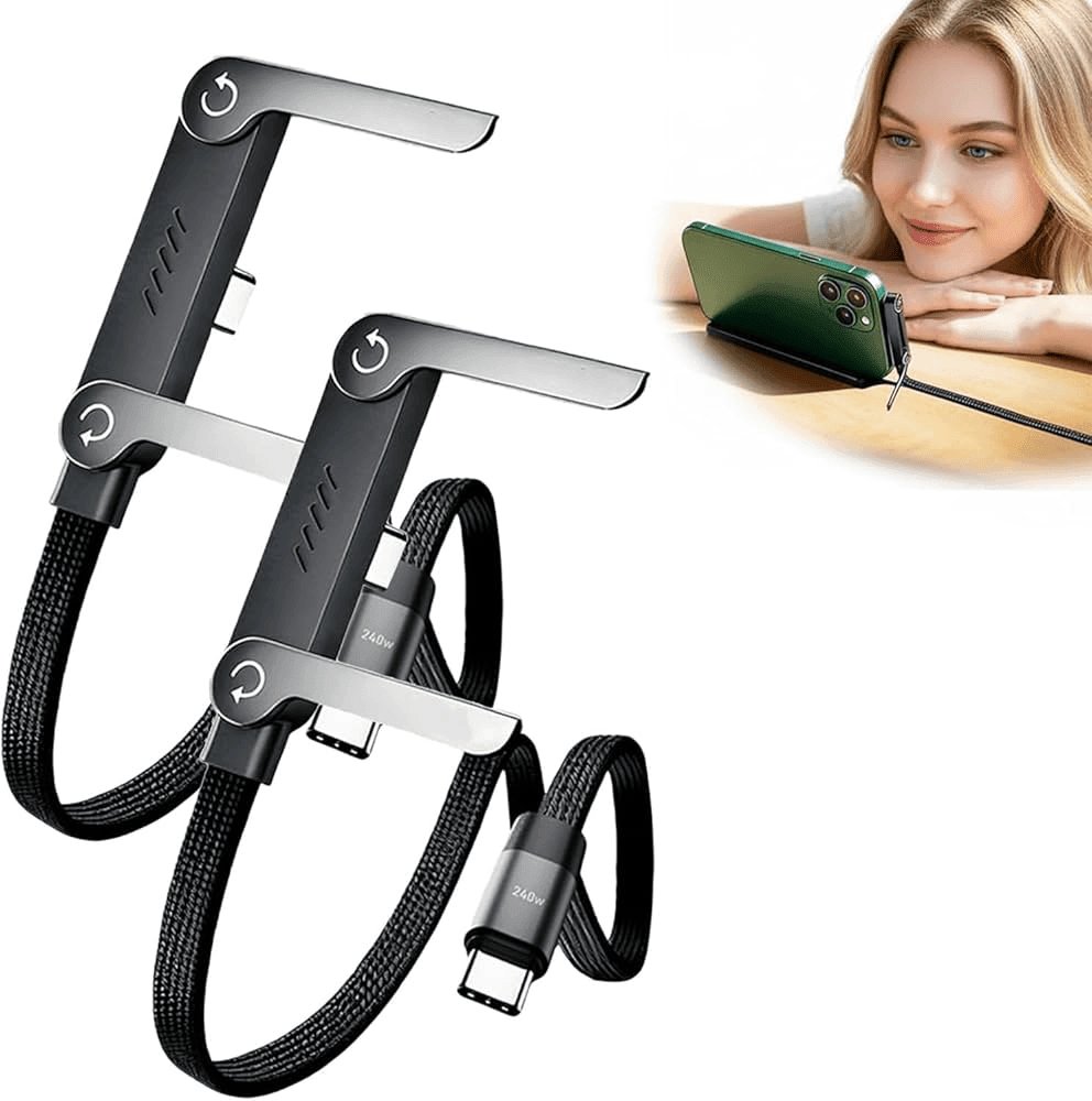 240W Fast Charging Cable with Foldable Phone Holder 2 in 1 Stand