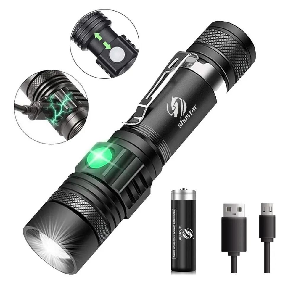 High-Power Tactical LED Flashlight – Waterproof Zoomable Rechargeable Torch