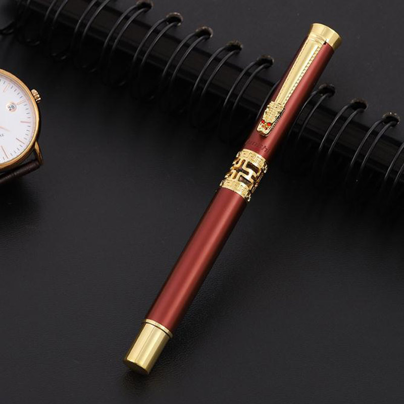 Blue Hollow Sculpted Fountain Pen Luxury Metal Calligraphy Writing Pen
