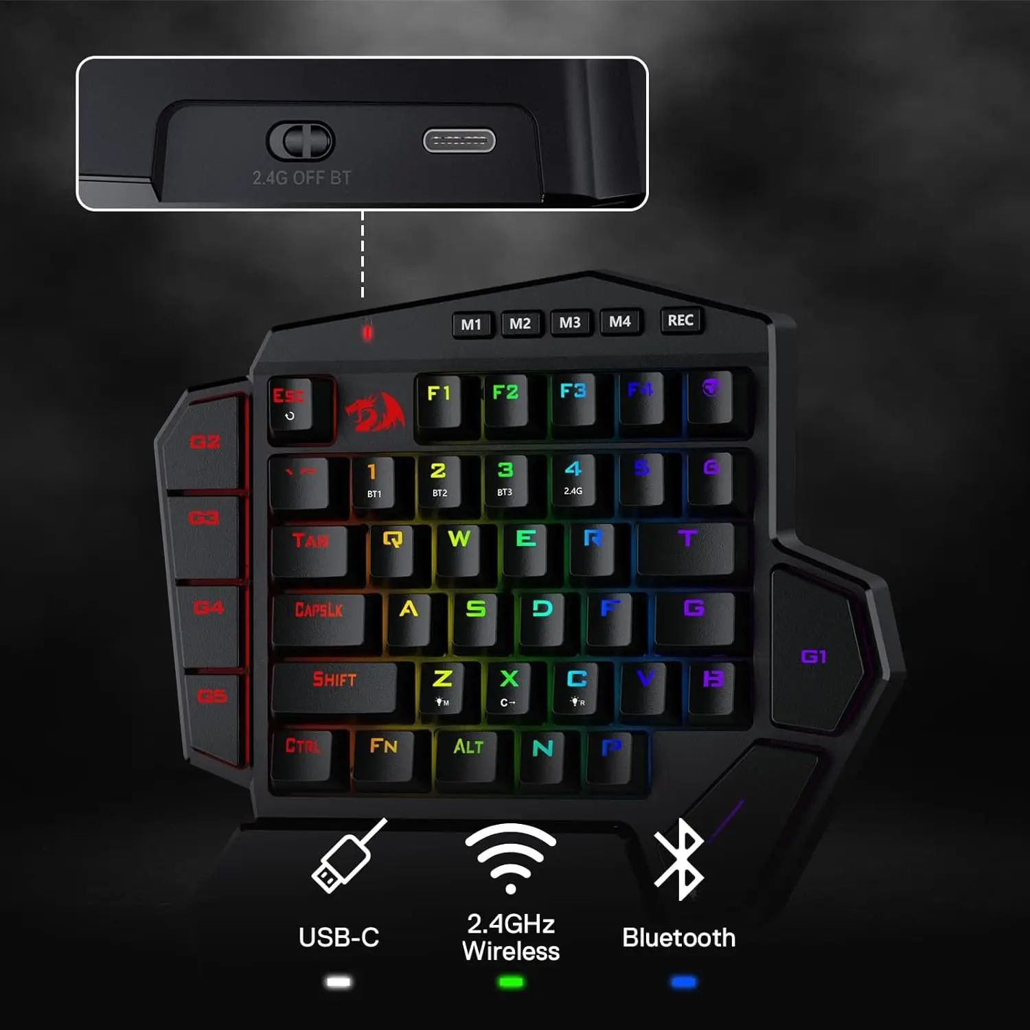 Redragon K585 Pro Wireless One Handed Mechanical Gaming Keyboard with RGB