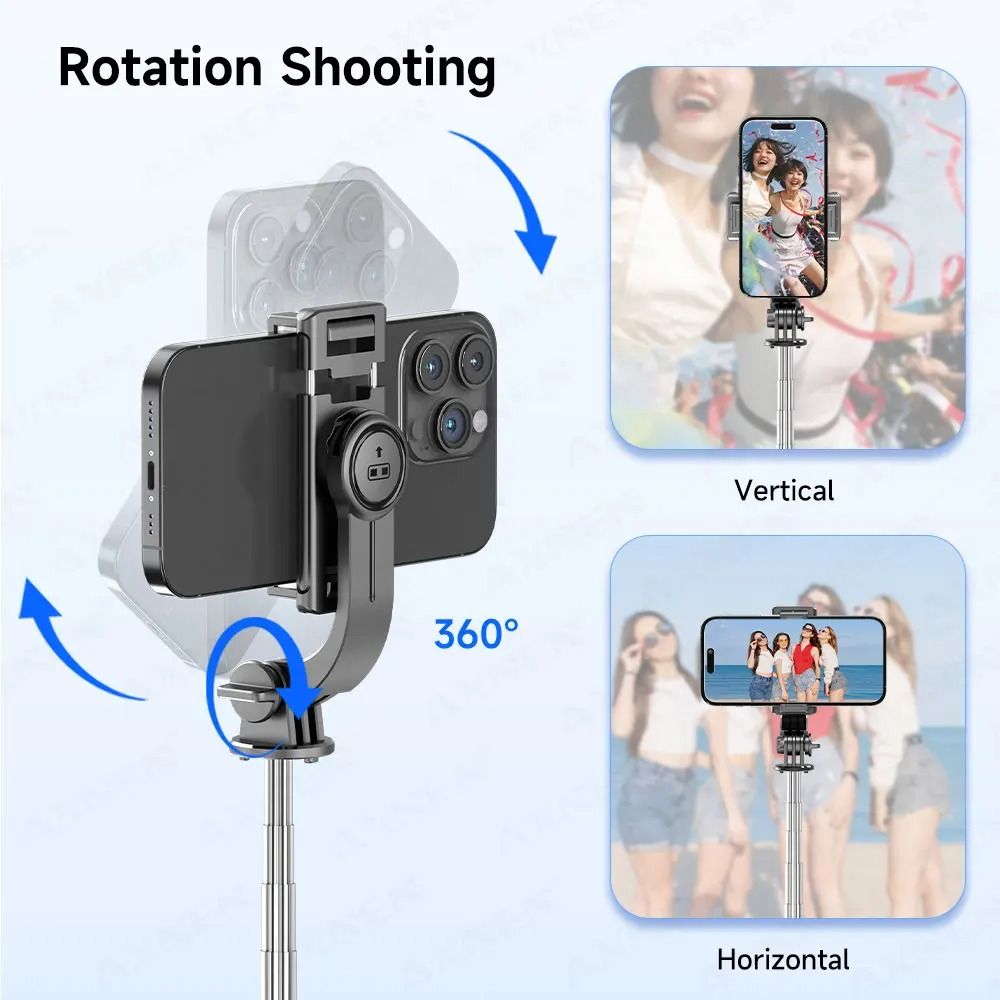 360 Degree Selfie Stick Tripod with Bluetooth Remote and Fill Light