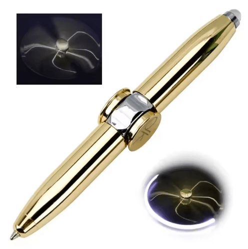 Multifunctional Gyro Fidget Pen – Metal LED Spinner Ballpoint with Luminous Rotating Top