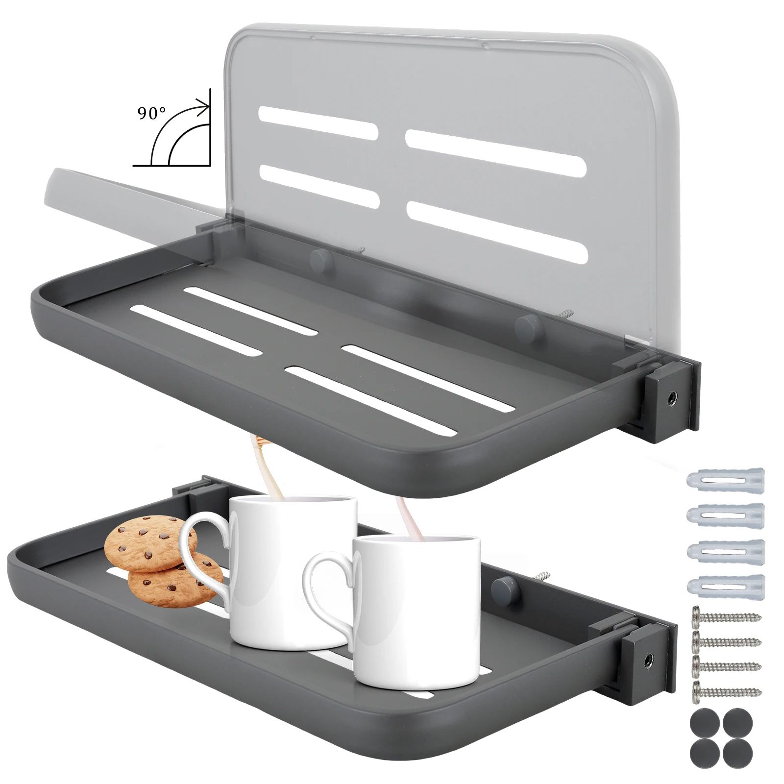 Foldable RV Wall Shelf Set Space Saving Aluminum Storage Rack for Camper and Vehicle