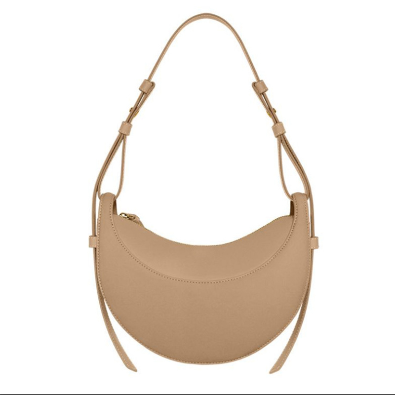 Crescent Shoulder Bag, Fashion Genuine Leather Women's Crossbody Bag with Zipper Closure