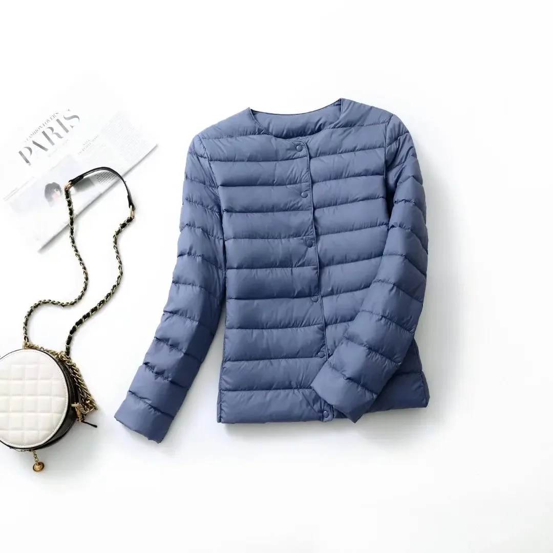 Women's Ultra Lightweight Packable Puffer Coat - Slim Fit White Duck Down Winter Jacket