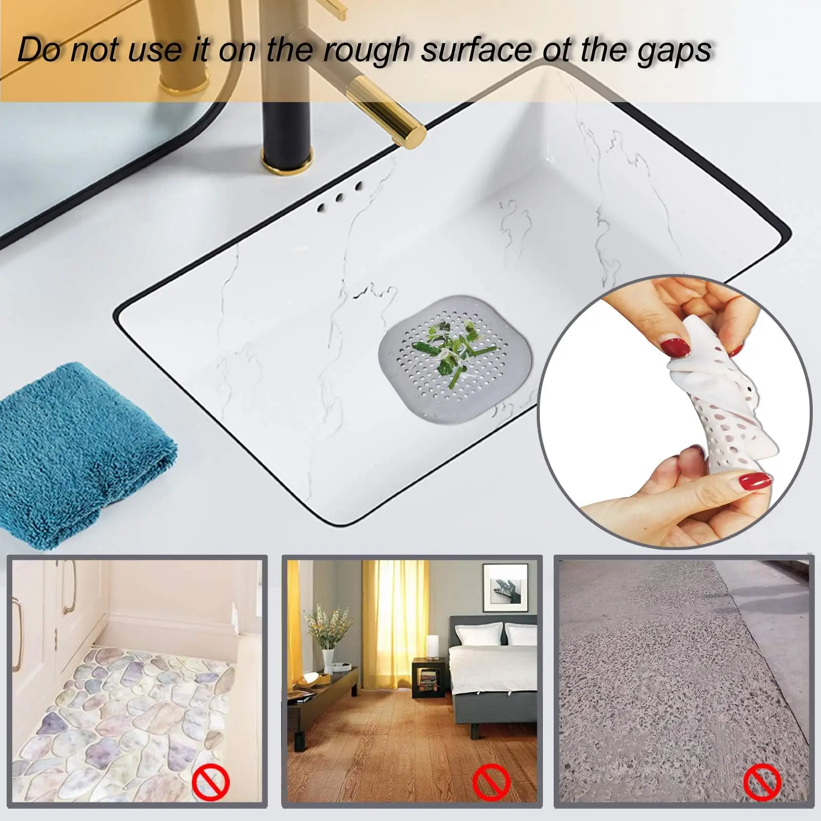 Plug Stopper for Kitchen & Bathroom Drains Silicone Shower Hair Catcher & Sink Strainer
