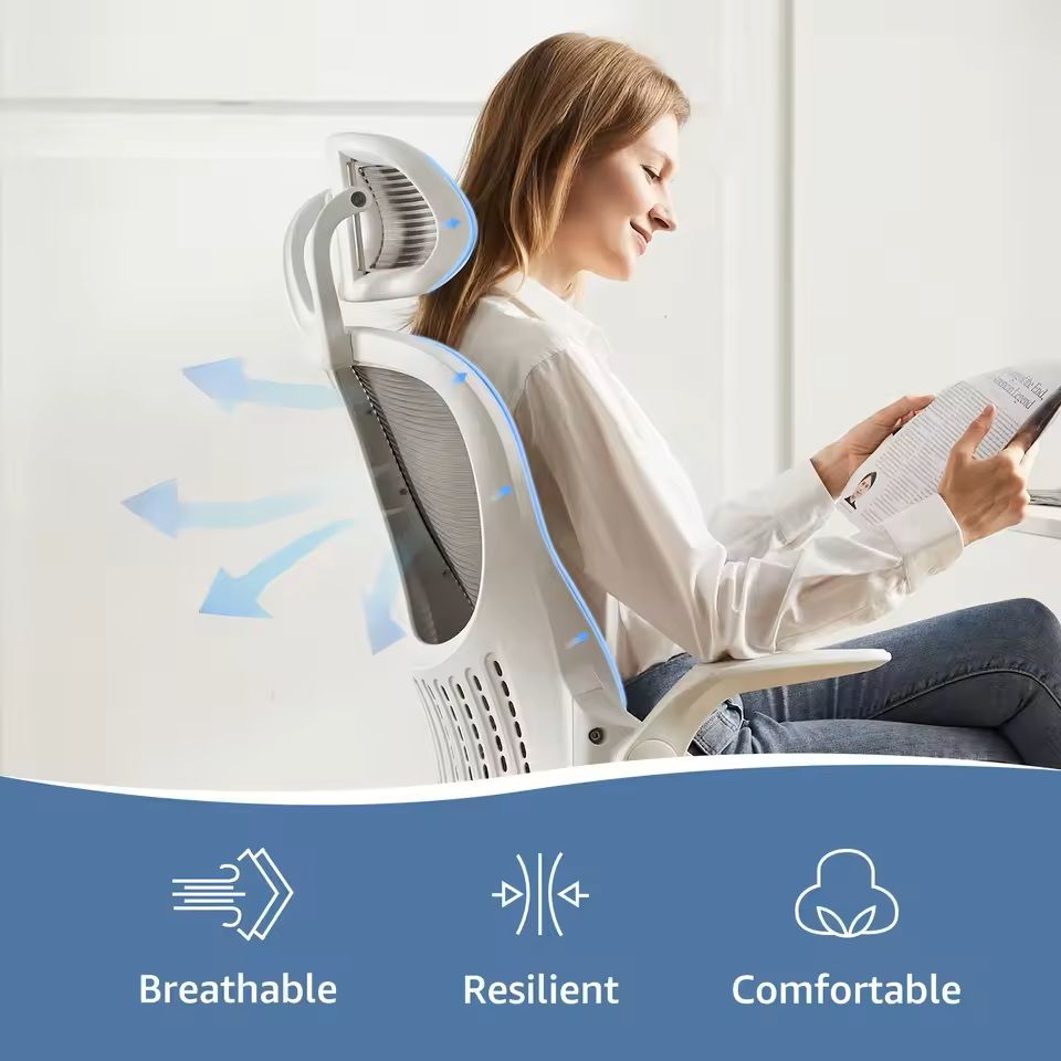 Ergonomic Mesh Office Chair with Flip-Up Arms and Adjustable Headrest