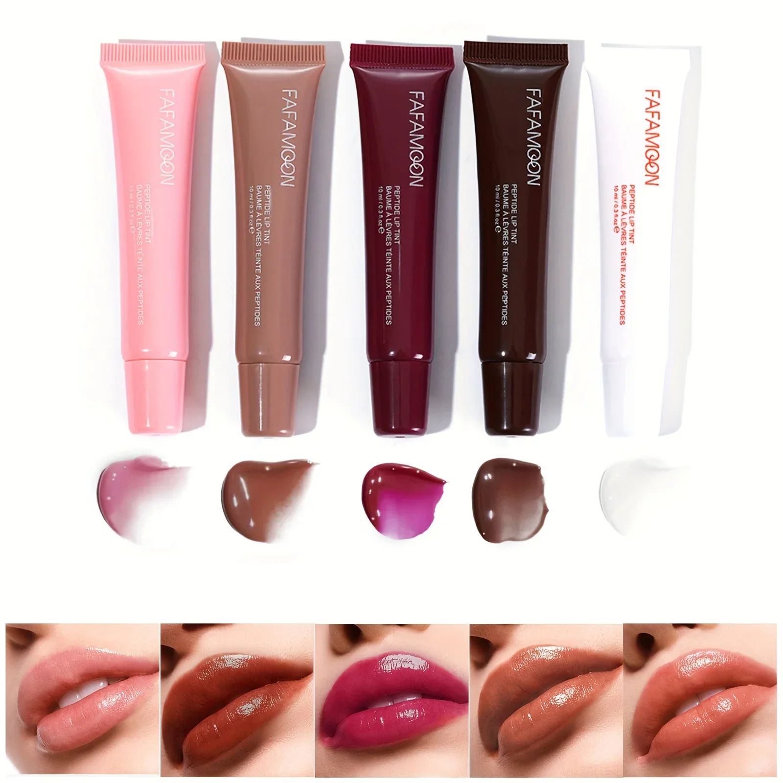 Fruity 5-color glossy lip balm moisturizing hydrating and lightening lip lines, tinted lip balm suitable for everyday
