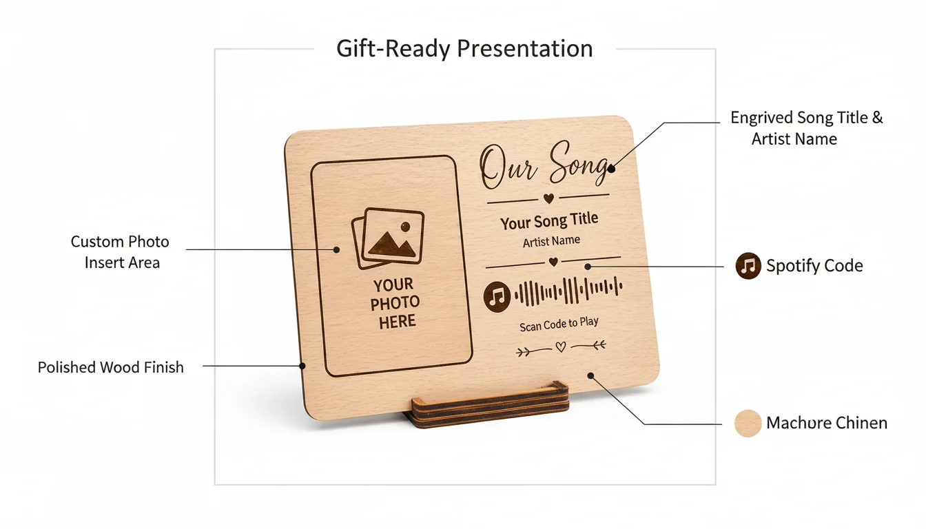 Personalised Wooden Music Plaque with Photo & Song Code