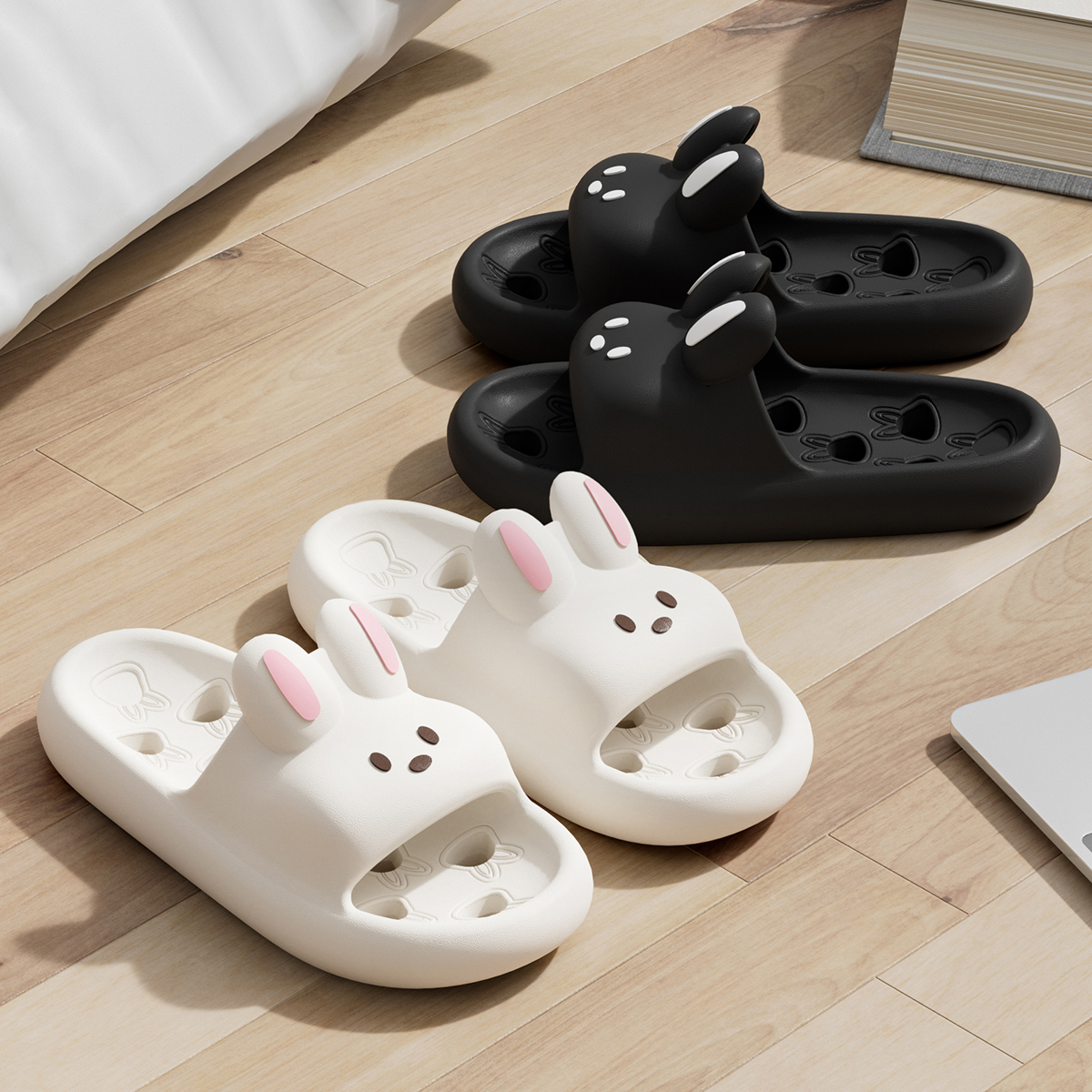 Cute Non-Slip Cartoon Women Bathroom Slippers, Fashion Leaky Sandals, Thick Bottom Slides, Quick Drying Flip Flops