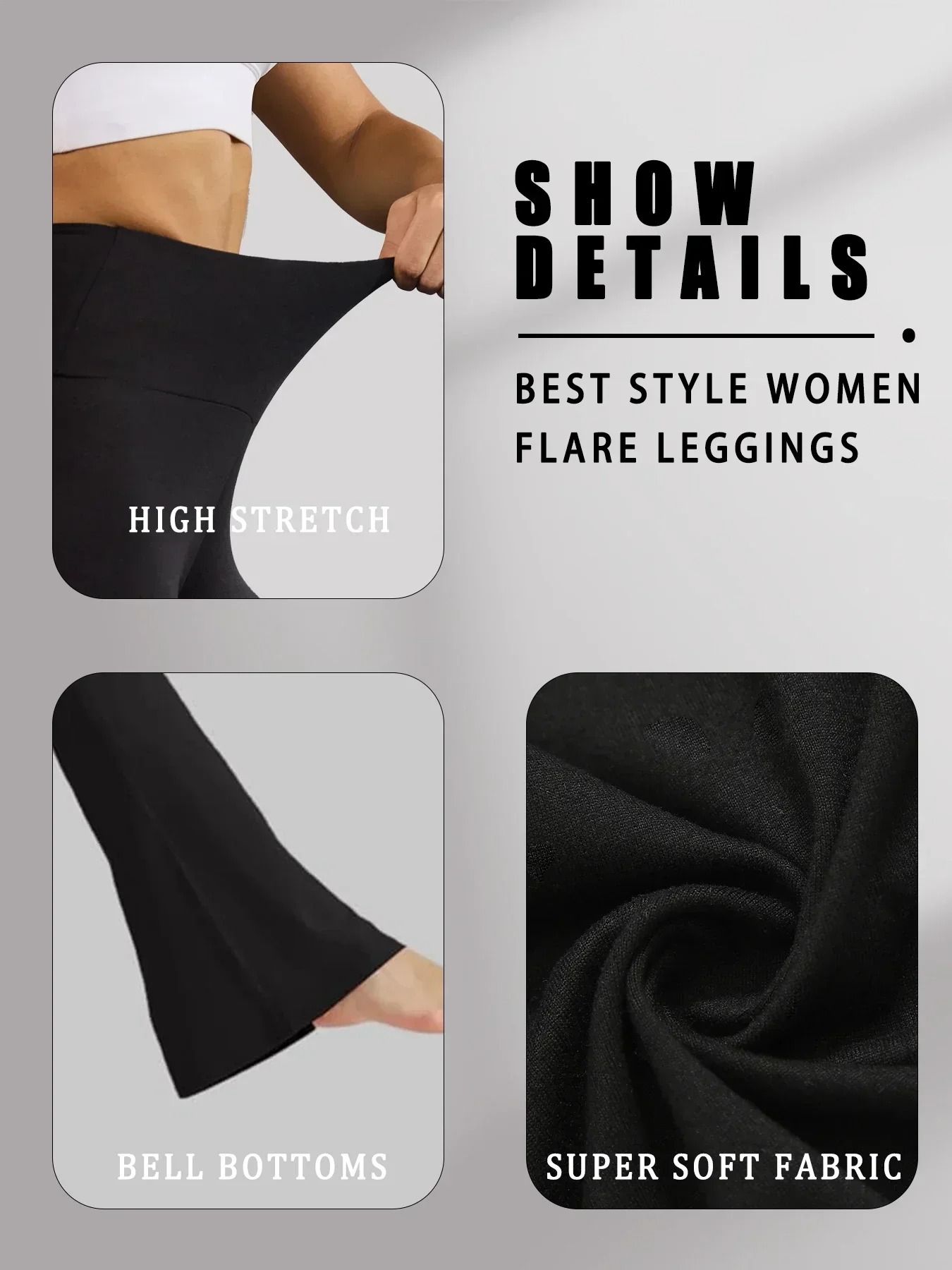 Womens High Waisted Flare Yoga Pants – Super Soft Bell Bottom Leggings with Tummy Control