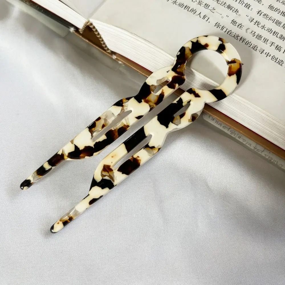 U-Shaped Acetate Hair Stick and Professional Bun Clip