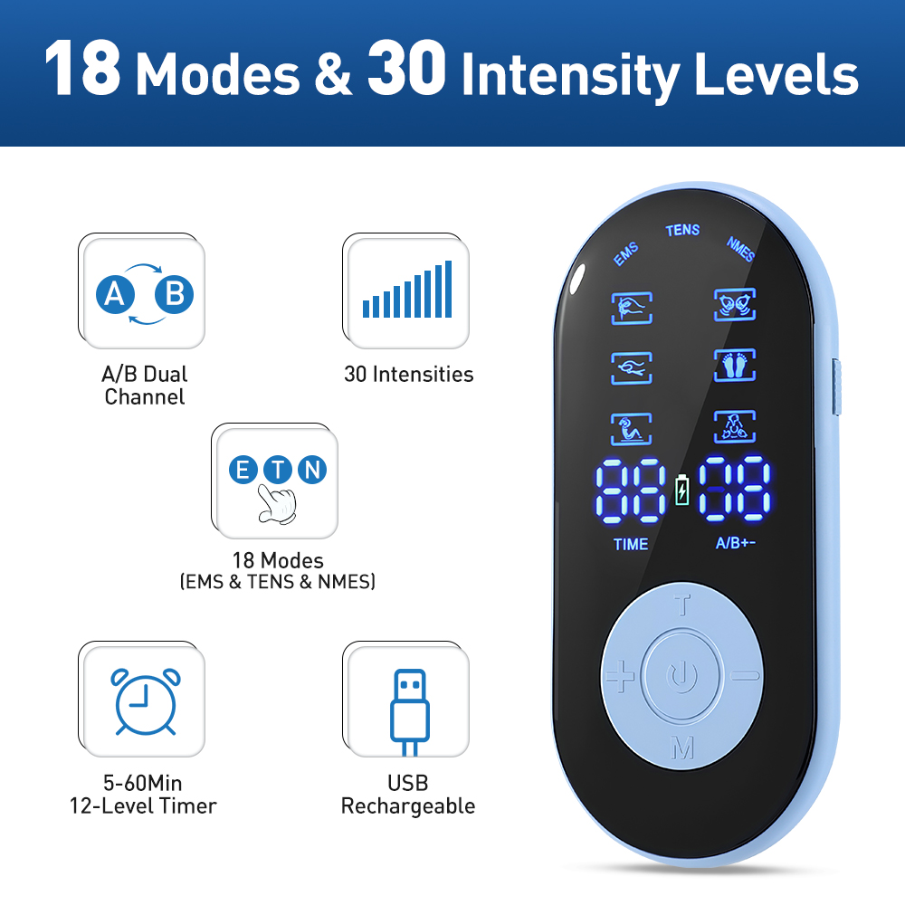 18 Modes Electronic Body Massage Machine, EMS Muscle Stimulator, 30 Levels Slimming Acupuncture Kneading