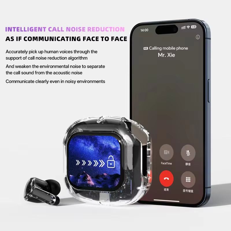 Smart Translation Touch Bluetooth Headphones – Wireless HiFi Earbuds with Real-Time Voice Translation & Touchscreen Cont