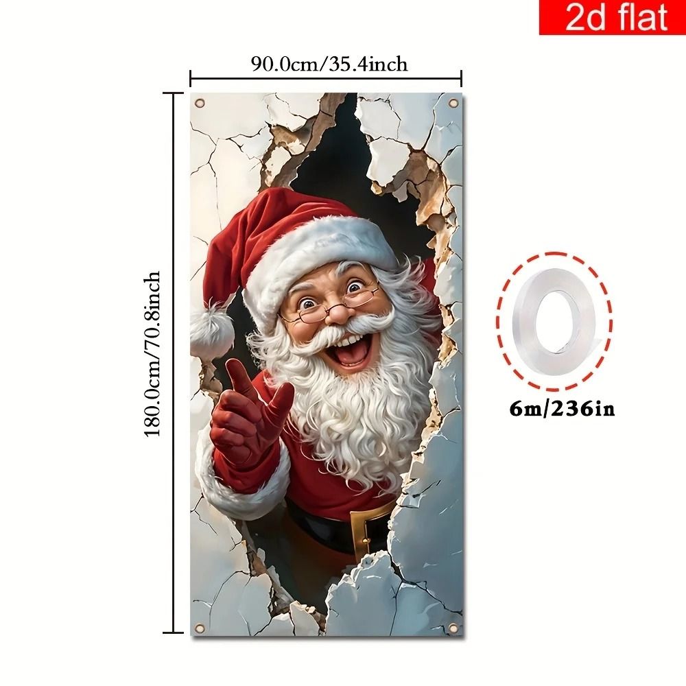 FestiveGlow Santa Door Banner Christmas Holiday Wall Decor